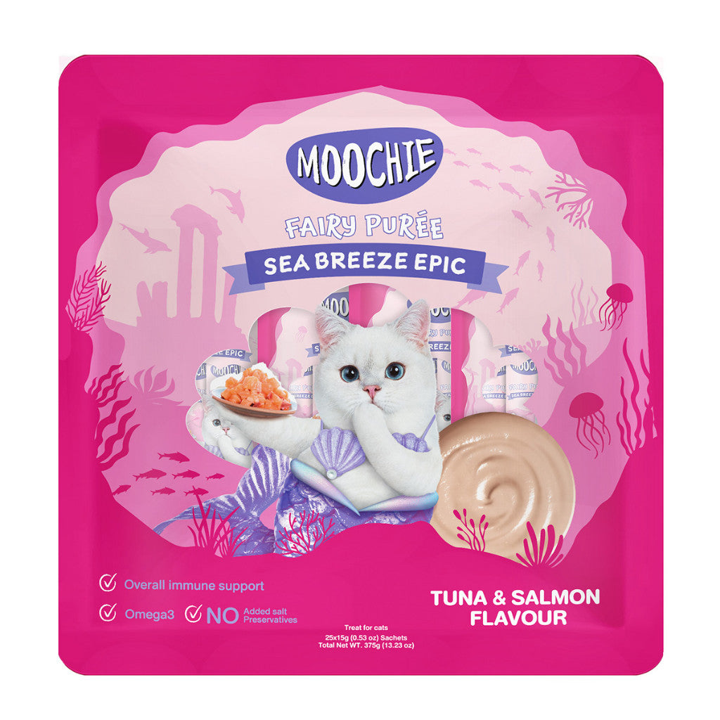 Moochie Cat Fairy Purée Cat Treats 25pcs | Tuna, Bonito, Salmon, Truffle, Goat Milk, Katsuobushi