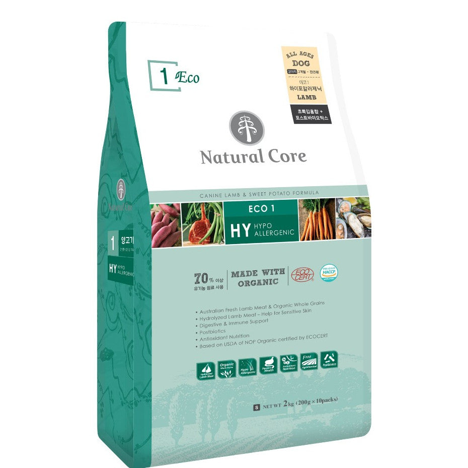 Natural Core Organic Dog Food 1/2kg -Salmon, Puppy, Bene M50 -Chicken, Vegetarian, Lamb