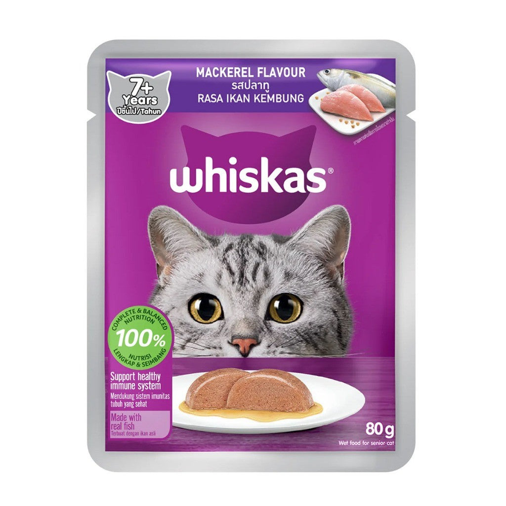 Whiskas Cat Pouch 80g | Senior  Kitten | Adult | Junior | Senior | Tasty Mix | Mackerel Tuna Chicken Salmon