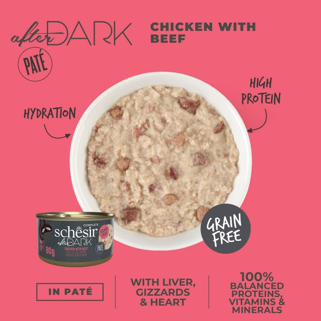 Schesir After Dark Wet Food for Adult Cats 80g - Broth, Pate, Mousse