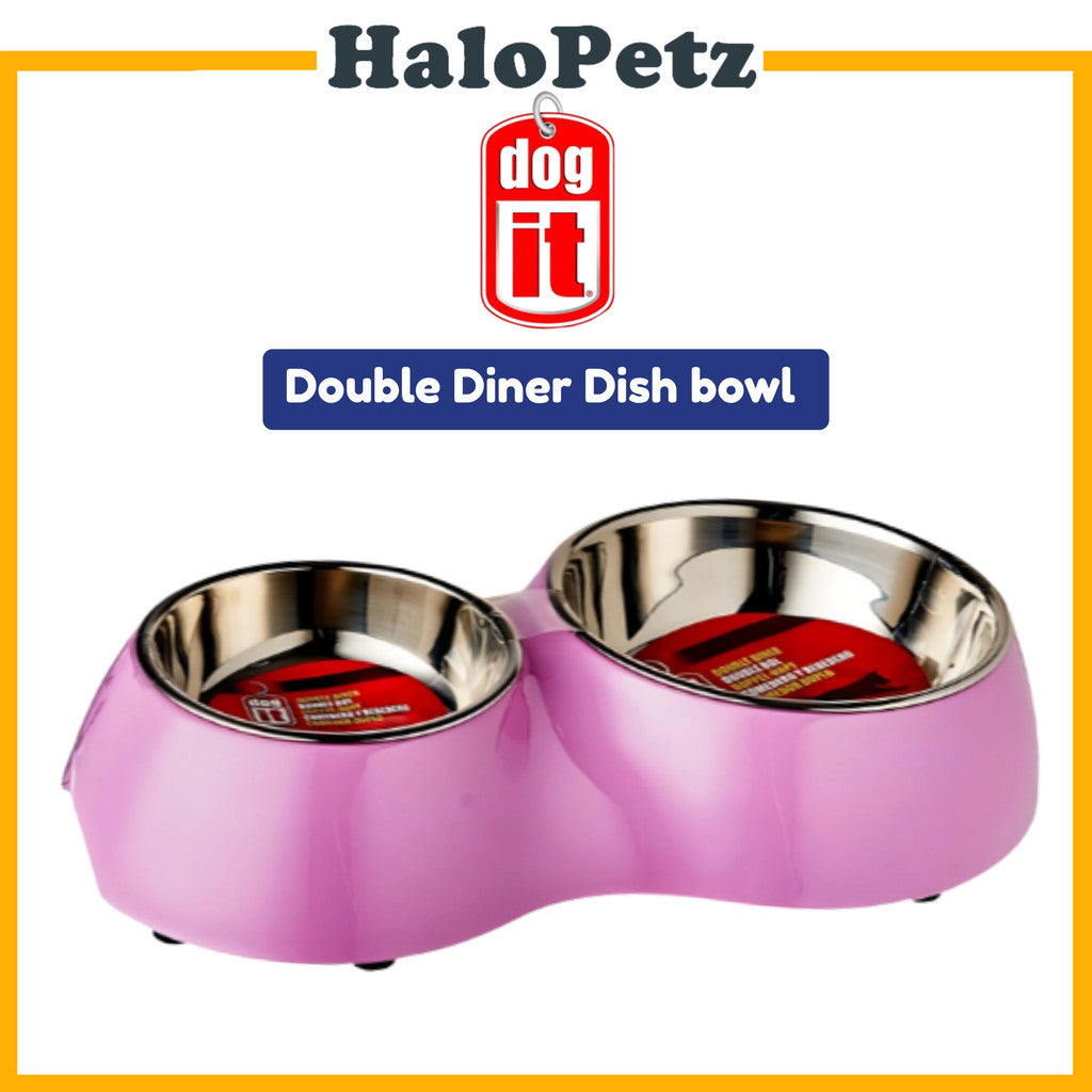 Dogit Double Diner Dish Bowl & feeders for Dog & Cat (Capacity: 350Ml & 160Ml)
