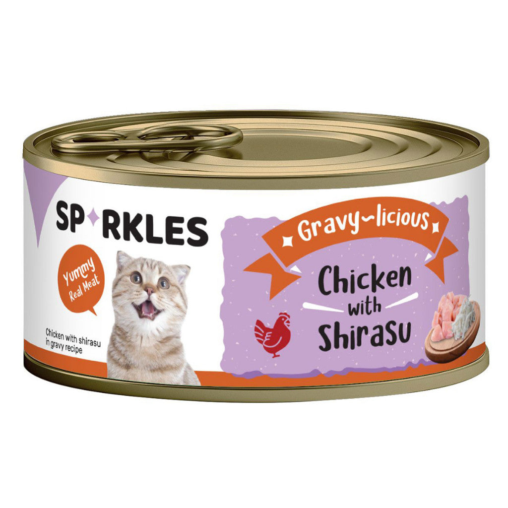 [24 Cans] Sparkles Cat Can 80g - Chicken, Gravy-licious, Jelly-licious -Tuna