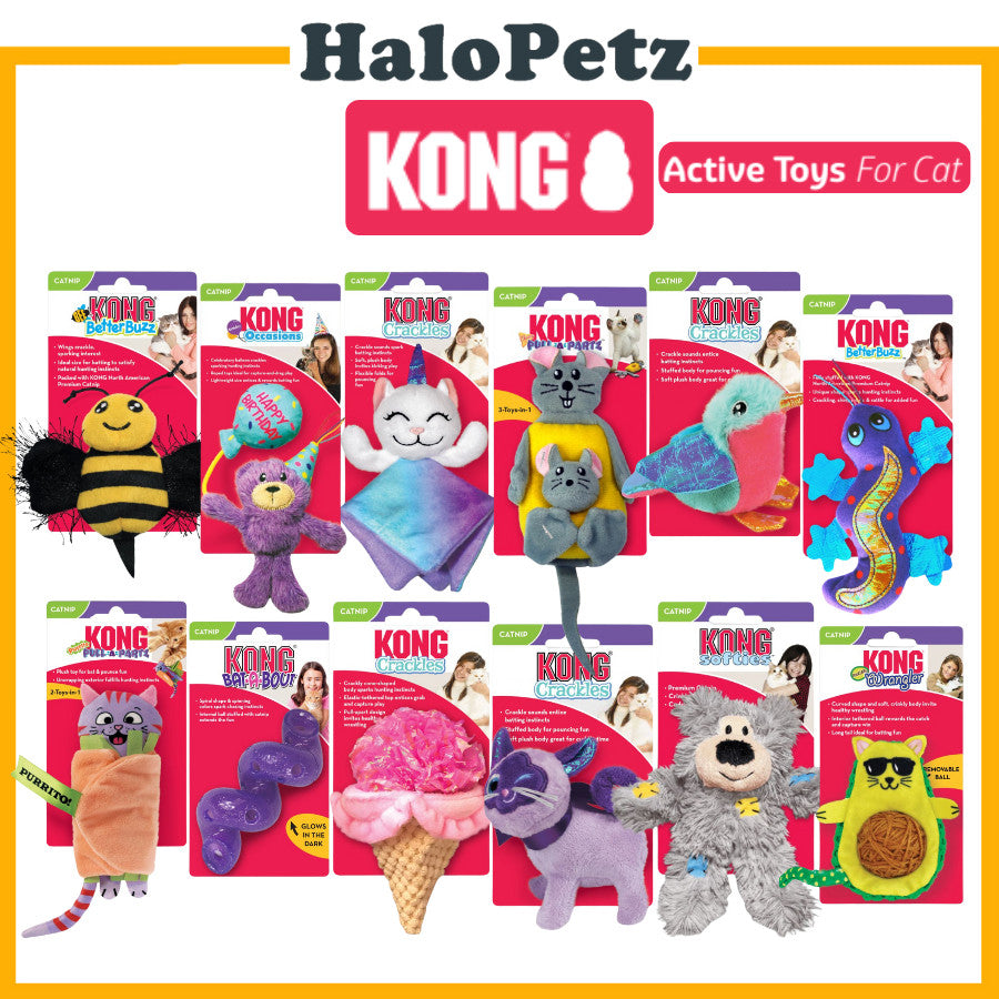 Kong Cat Active Toys | Softies | Crackles | Better Buzz | Wrangler | Connects | Pull-A-Partz | Cat toy