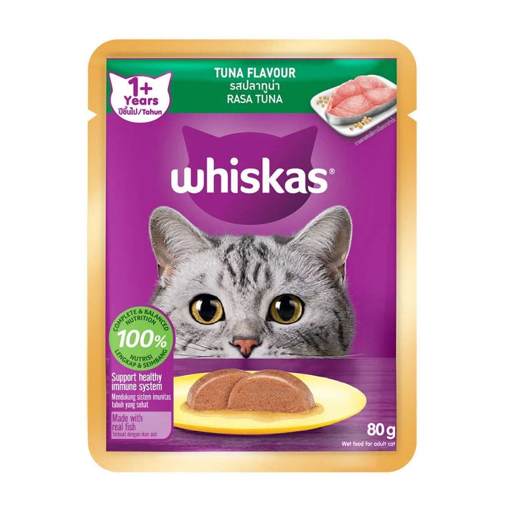 Whiskas Cat Pouch 80g | Senior  Kitten | Adult | Junior | Senior | Tasty Mix | Mackerel Tuna Chicken Salmon
