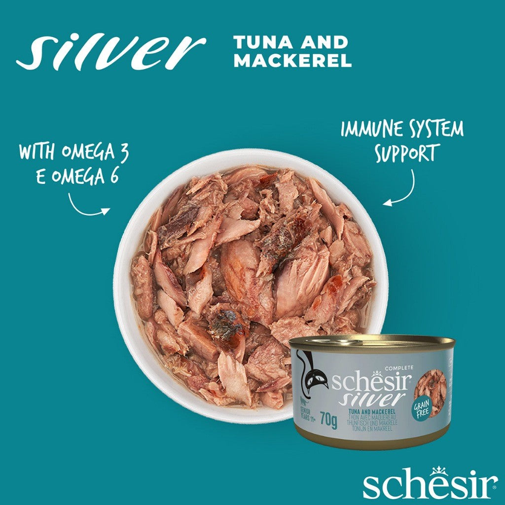 Schesir Silver Mousse Wet Cat Food Pouch for Senior Cats 80g