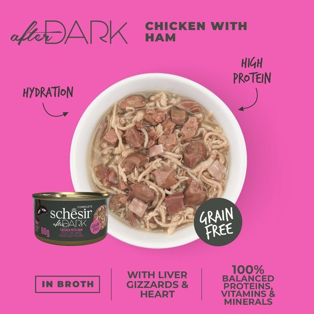 Schesir After Dark Wet Food for Adult Cats 80g - Broth, Pate, Mousse