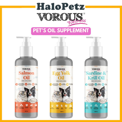 Vorous Wellness Oil for Cats & Dogs 120ml | Salmon, Egg Yolk, Sardine & Krill