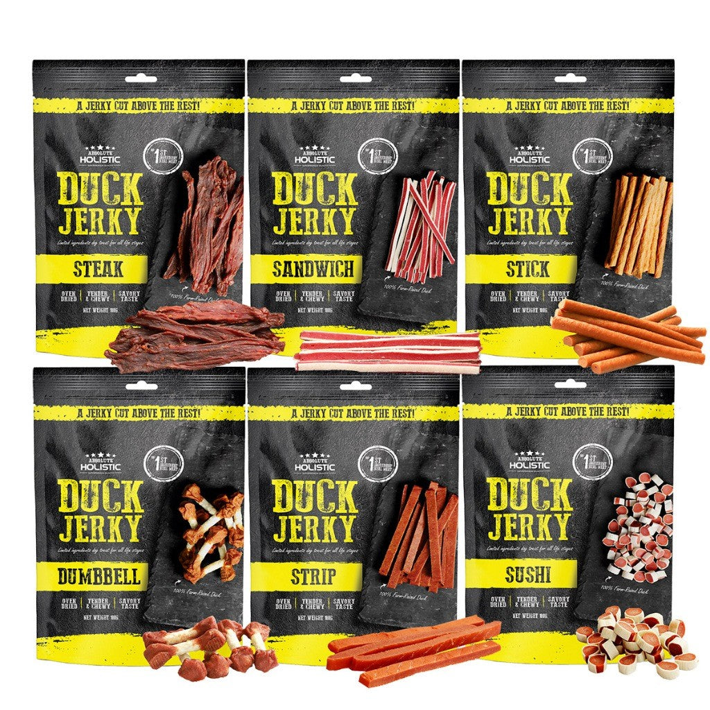 Absolute Holistic Dog Jerky Treats 100g | Salmon & Pork Flavours