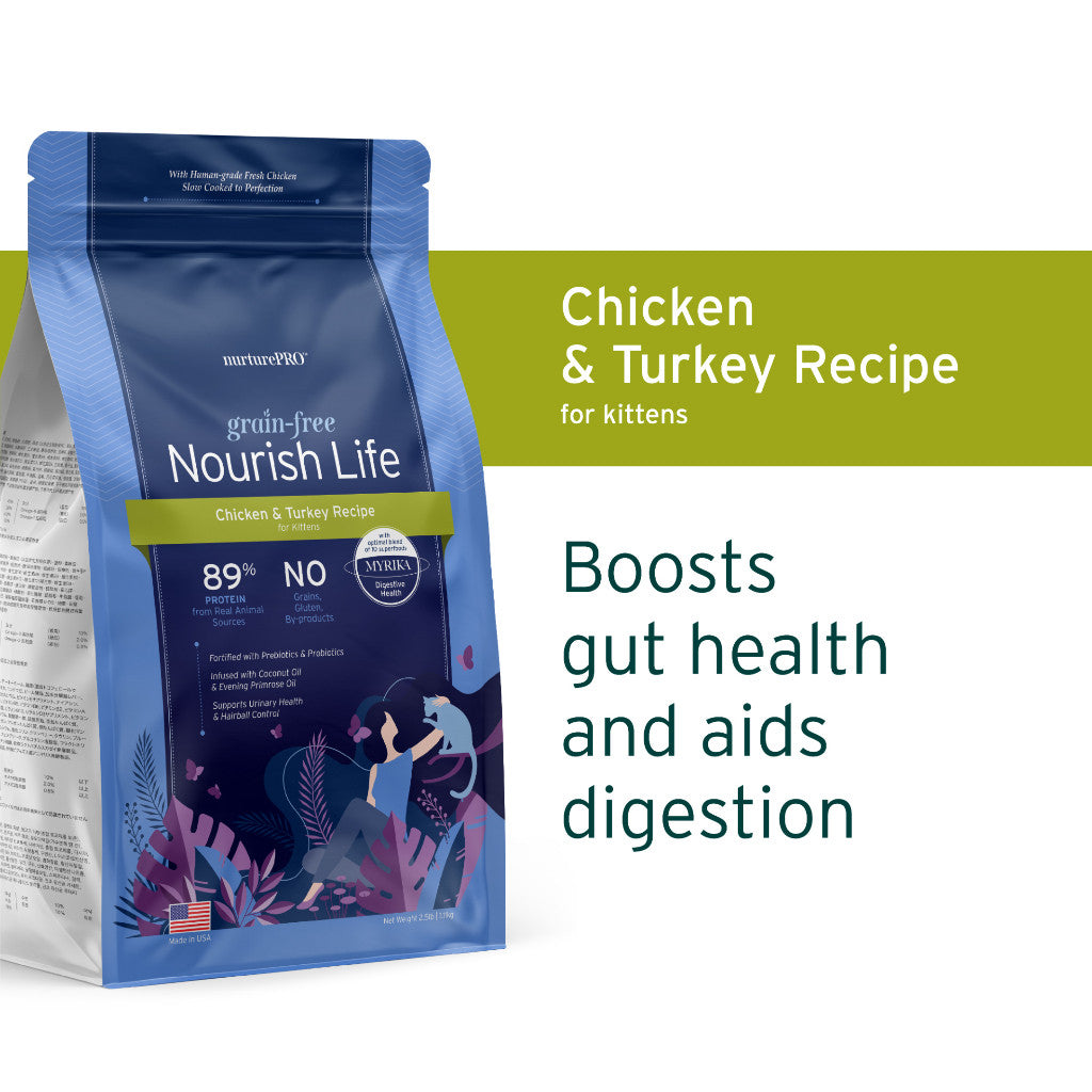 NurturePRO Nourish Life Grain-Free Dry Cat Food 11lbs | kibbles kitten chicken turkey duck salmon