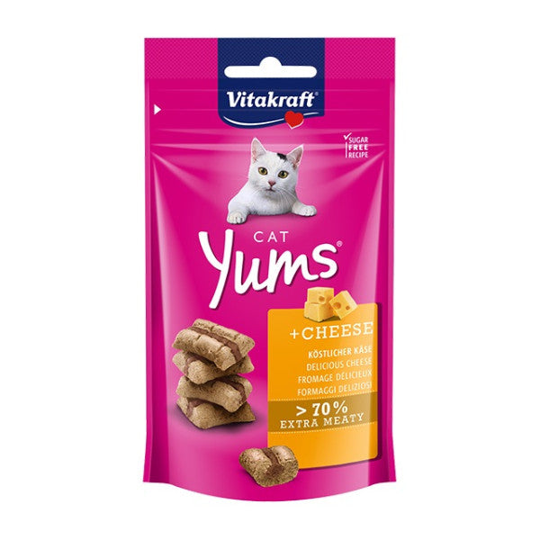 Vitakraft Cat Yums & Crispy Crunch Treats Snacks -Salmon Chicken Cat Grass | Dental Care, Anti-Hairball, Cheese, Salmon
