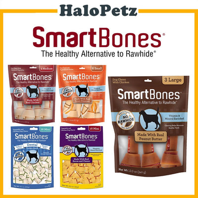 Smartbones Classic Bone Chew | Chicken, Bacon Cheese |Peanut Butter, Dental, Grain Free Holistic