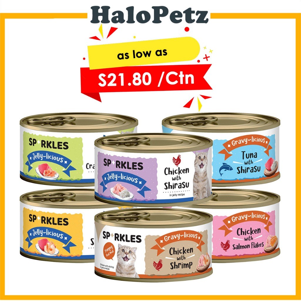 [24 Cans] Sparkles Cat Can 80g - Chicken, Gravy-licious, Jelly-licious -Tuna