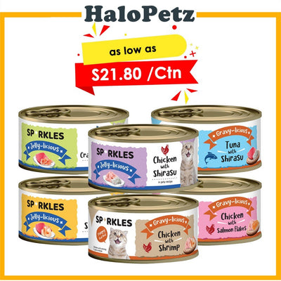 [24 Cans] Sparkles Cat Can 80g - Chicken, Gravy-licious, Jelly-licious -Tuna