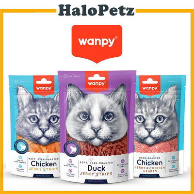 Wanpy - Oven Roasted Cat Treats 80g | Chicken | Duck | Codfish | Sushi | Sandwich | Jerky