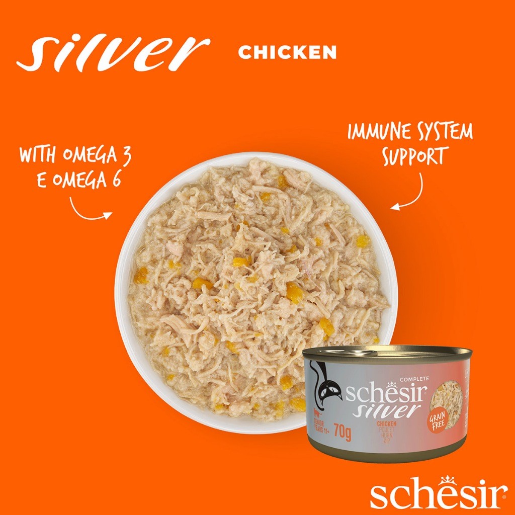 Schesir Silver Mousse Wet Cat Food Pouch for Senior Cats 80g