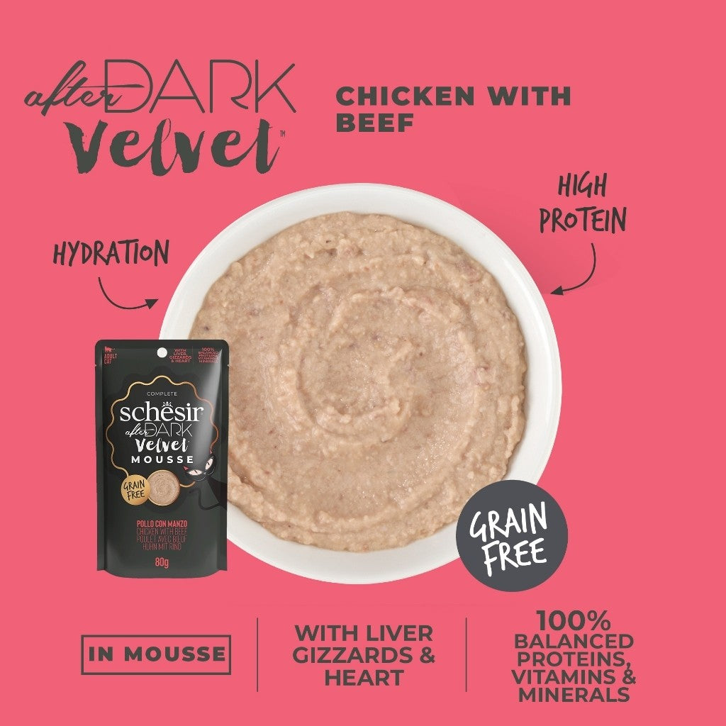 Schesir After Dark Wet Food for Adult Cats 80g - Broth, Pate, Mousse