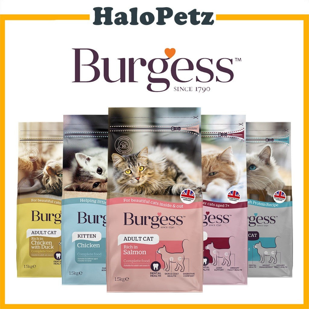Burgess Dry Cat Food 1.4kg/1.5kg | Kibbles, Indoor Cat, Adult Cat, Kitten, Mature Cat, Senior Cat, Neutered Cat