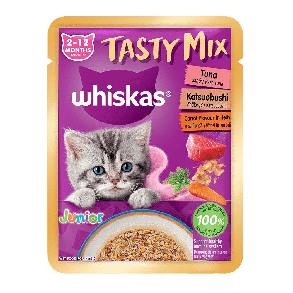 Whiskas Cat Pouch 80g | Senior  Kitten | Adult | Junior | Senior | Tasty Mix | Mackerel Tuna Chicken Salmon