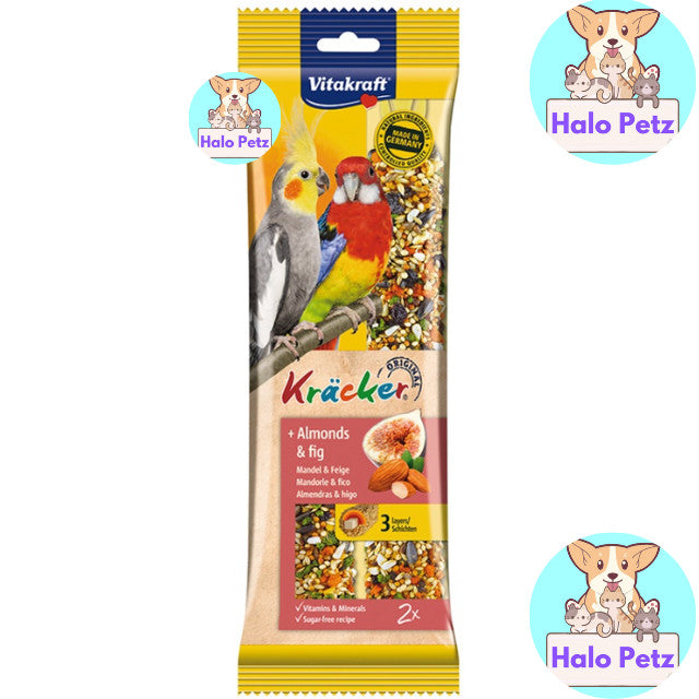 Vitakraft Kracker Bird Treats | Lovebird Honey & Sesame, Apricot & Fig Budgerigar, Almonds, Honey Eucalyptus