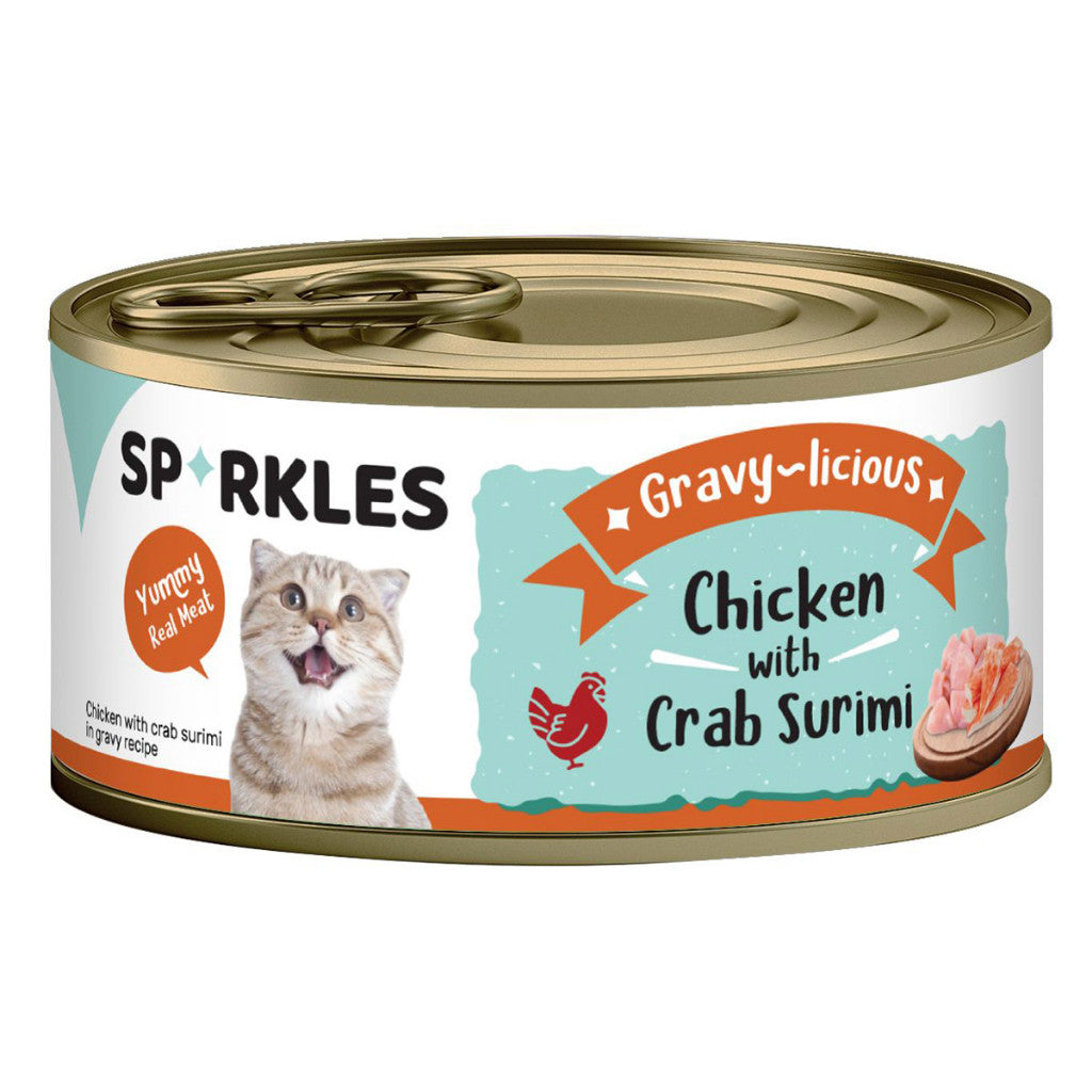 [24 Cans] Sparkles Cat Can 80g - Chicken, Gravy-licious, Jelly-licious -Tuna