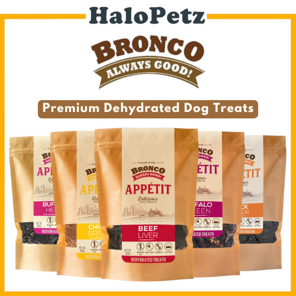 Bronco Dehydrated Dog Treats 90g - Beef Liver | Buffalo Heart | Chicken Breast | Duck Gizzard