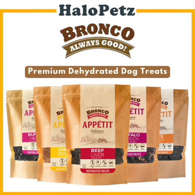 Bronco Dehydrated Dog Treats 90g - Beef Liver | Buffalo Heart | Chicken Breast | Duck Gizzard