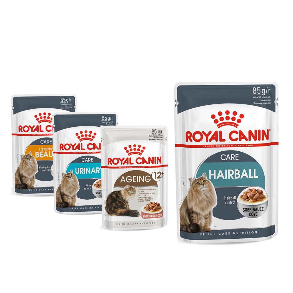 Royal Canin Cat Pouch 85g in Gravy -Sensitive Digestion Hairball, Urinary, Aging +11, Intense Beauty Wet Food