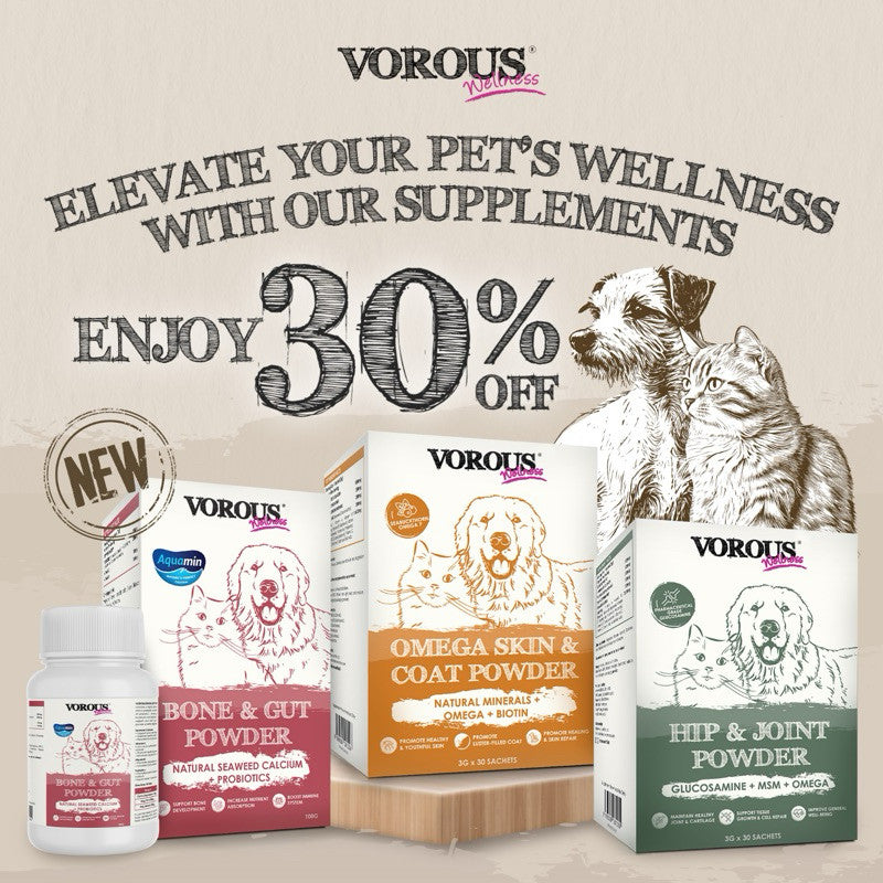 [Exp: Jun 2026] Vorous Powder Supplement for Dogs & Cats | Digestion, Hip & Joint, Calcium, Probiotics