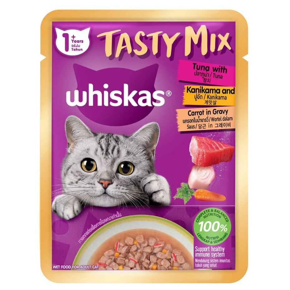 Whiskas Cat Pouch 80g | Senior  Kitten | Adult | Junior | Senior | Tasty Mix | Mackerel Tuna Chicken Salmon
