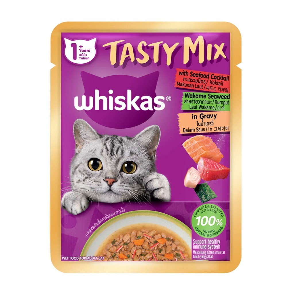 Whiskas Cat Pouch 80g | Senior  Kitten | Adult | Junior | Senior | Tasty Mix | Mackerel Tuna Chicken Salmon