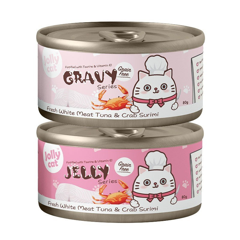 Jolly Cat Can Food Tuna in Gravy & Jelly 80g | Jollycat | Tuna, Salmon, Crab, Anchovy, Katsuobushi