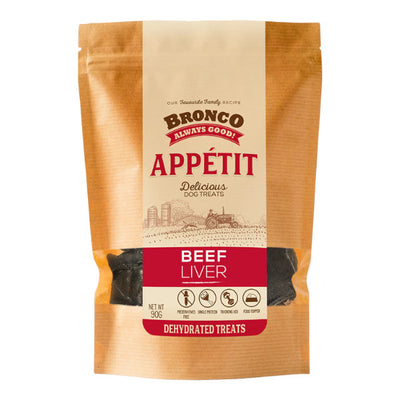 Bronco Dehydrated Dog Treats 90g - Beef Liver | Buffalo Heart | Chicken Breast | Duck Gizzard