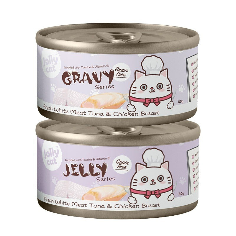 Jolly Cat Can Food Tuna in Gravy & Jelly 80g | Jollycat | Tuna, Salmon, Crab, Anchovy, Katsuobushi