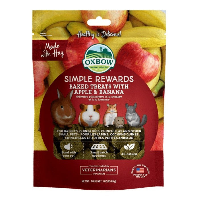 Oxbow Simple Rewards Treats (Rabbits, Guinea Pigs, Chinchilla) Baked Apple, banana