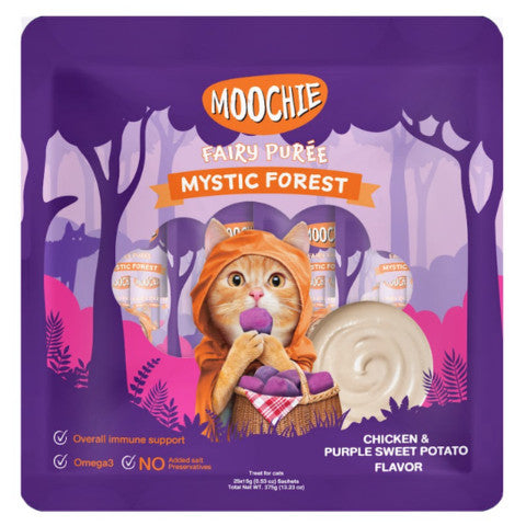 Moochie Cat Fairy Purée Cat Treats 25pcs | Tuna, Bonito, Salmon, Truffle, Goat Milk, Katsuobushi