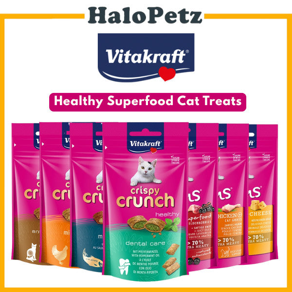 Vitakraft Cat Yums & Crispy Crunch Treats Snacks -Salmon Chicken Cat Grass | Dental Care, Anti-Hairball, Cheese, Salmon