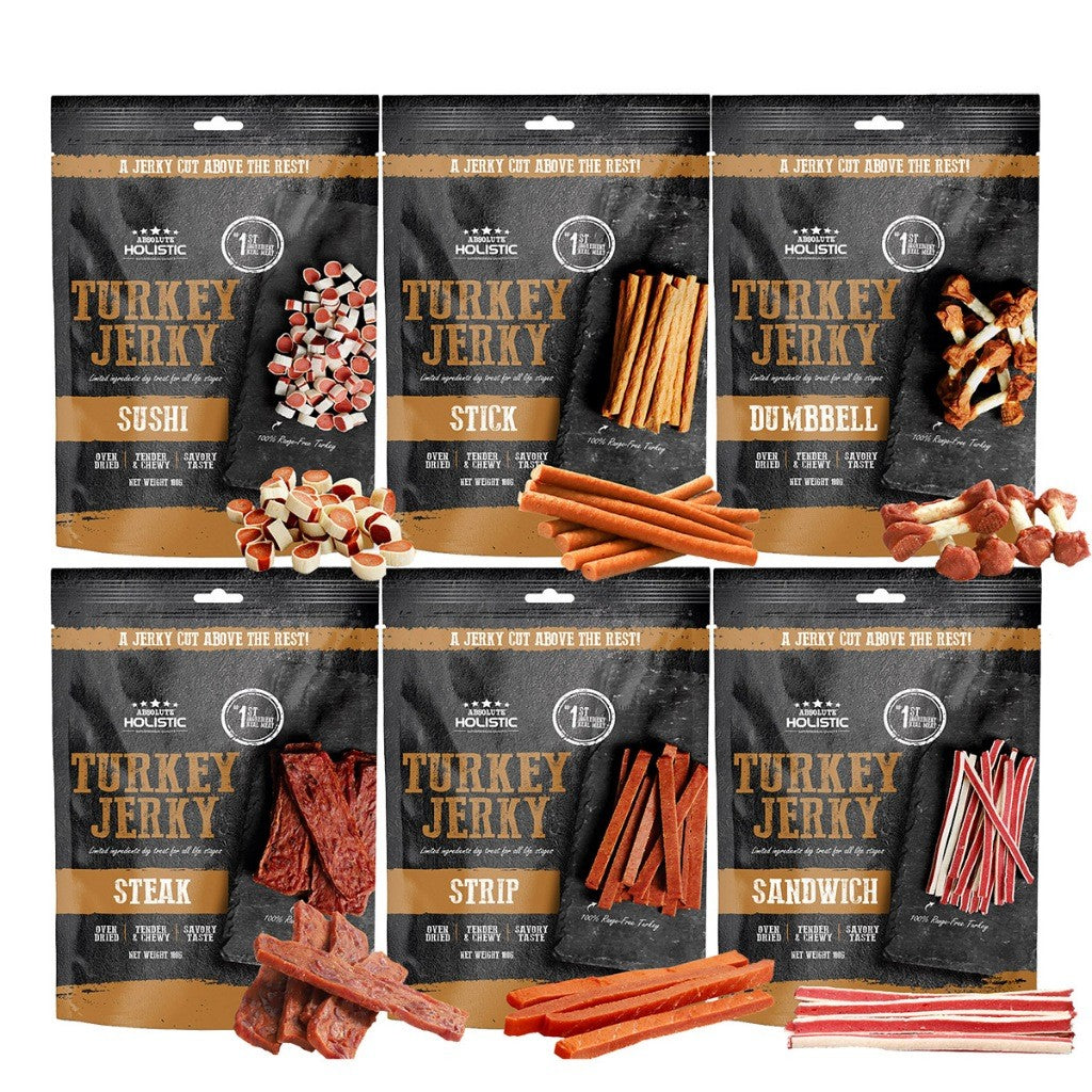 Absolute Holistic Dog Jerky Treats 100g | Salmon & Pork Flavours