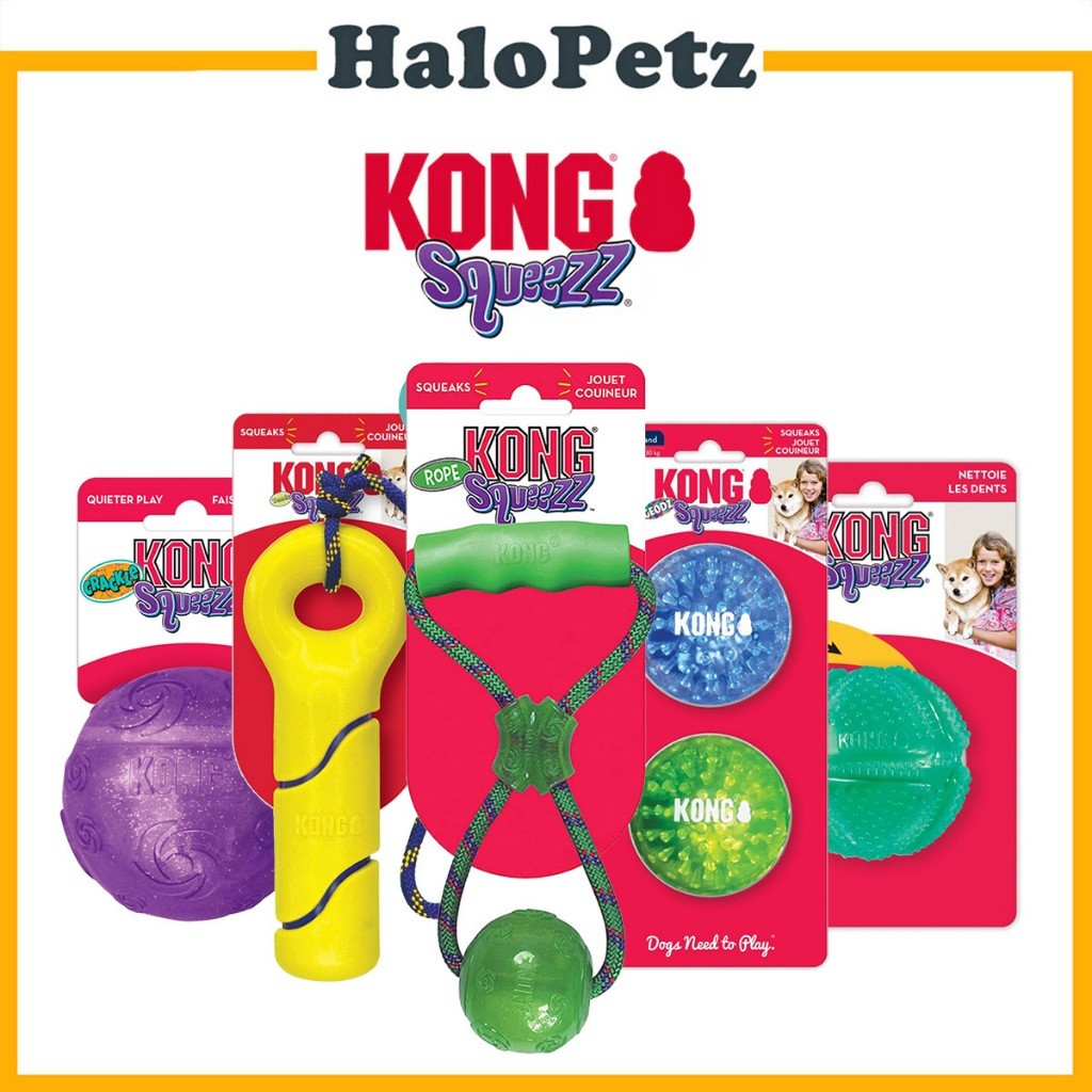Kong Squeezz Dog Toy | Action Ball, Crackle, Dental, Goomz Football, Geodz & Tennis