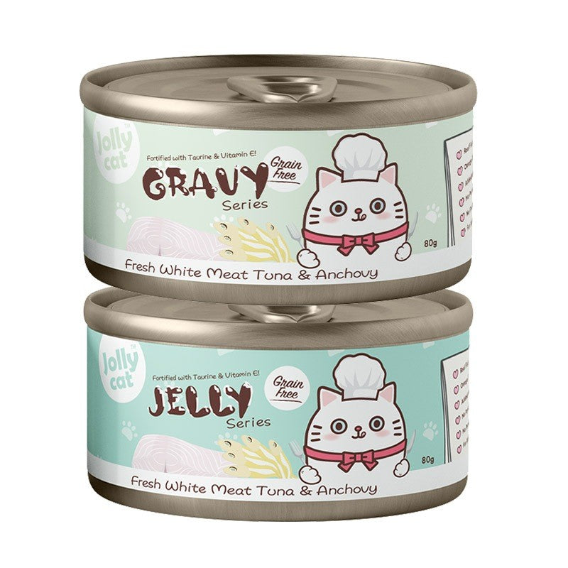 Jolly Cat Can Food Tuna in Gravy & Jelly 80g | Jollycat | Tuna, Salmon, Crab, Anchovy, Katsuobushi