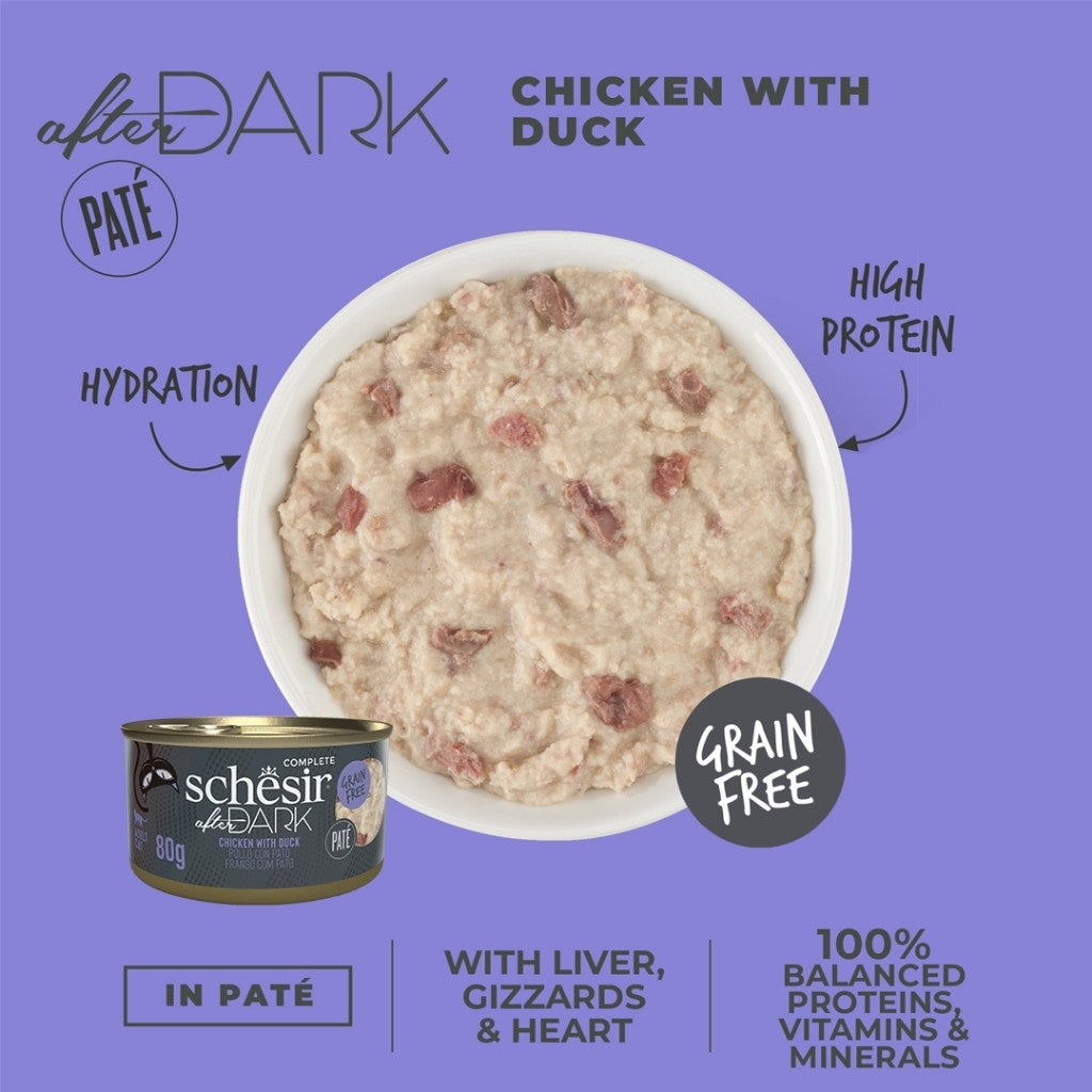 Schesir After Dark Wet Food for Adult Cats 80g - Broth, Pate, Mousse