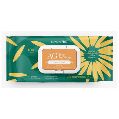 NurturePRO AG Silver Pet Wipes 100pcs | Antibacterial | Cat | Dog