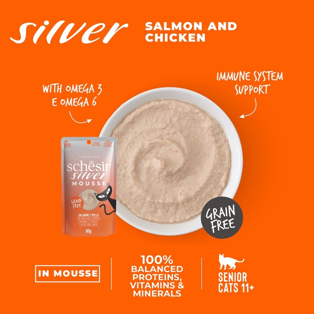 Schesir Silver Mousse Wet Cat Food Pouch for Senior Cats 80g