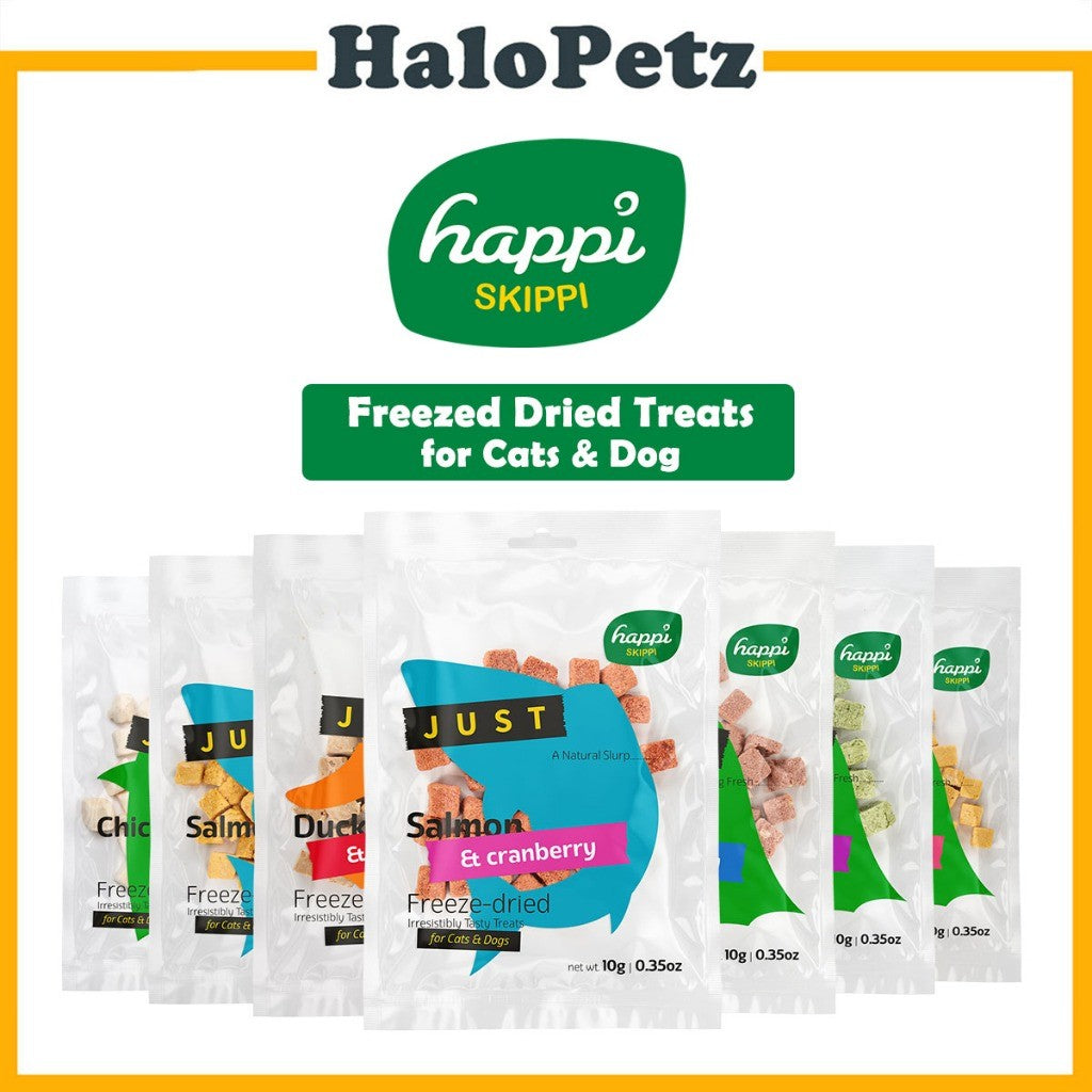 Happi Skippi Just Freeze-Dried Treats | Dog | Cat | Chicken | Cranberry | Salmon | Pumpkin | Cat Grass
