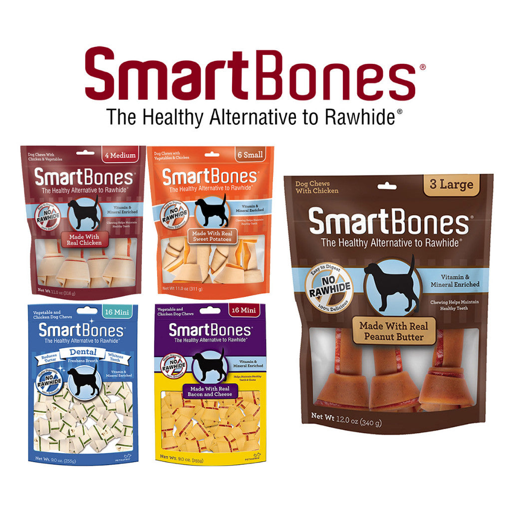 Smartbones Classic Bone Chew | Chicken, Bacon Cheese |Peanut Butter, Dental, Grain Free Holistic