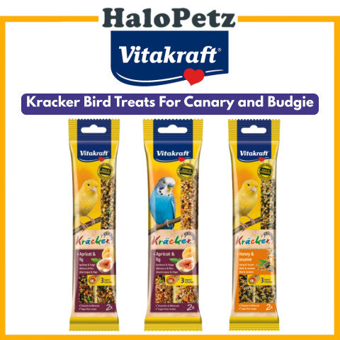 Vitakraft Kracker Bird Treats | Honey & Sesame Canary, Apricot & Fig Budgerigar