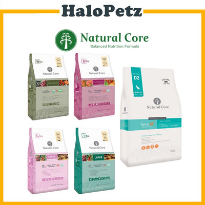 Natural Core Organic Dog Food -Salmon, Puppy, Bene M50 Vegetarian, Lamb