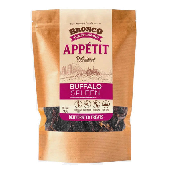 Bronco Dehydrated Dog Treats 90g - Beef Liver | Buffalo Heart | Chicken Breast | Duck Gizzard