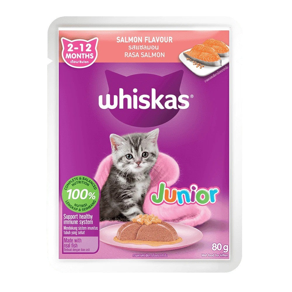 Whiskas Cat Pouch 80g | Senior  Kitten | Adult | Junior | Senior | Tasty Mix | Mackerel Tuna Chicken Salmon