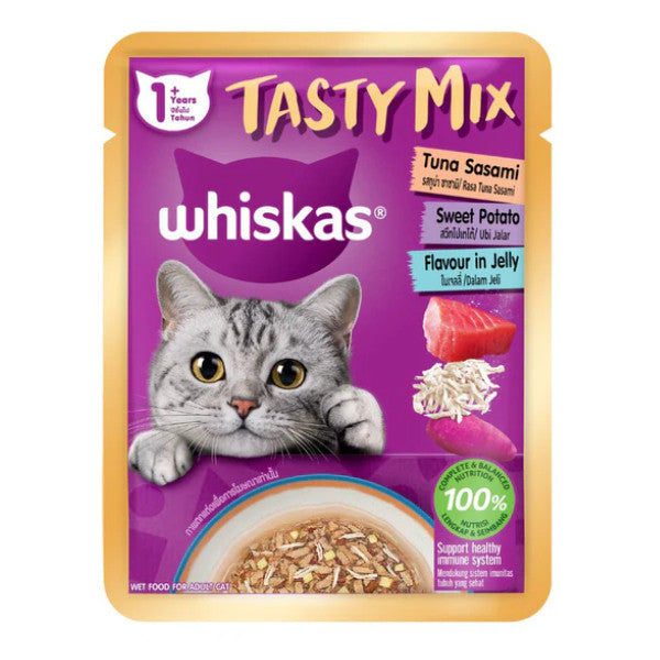 Whiskas Cat Pouch 80g | Senior  Kitten | Adult | Junior | Senior | Tasty Mix | Mackerel Tuna Chicken Salmon