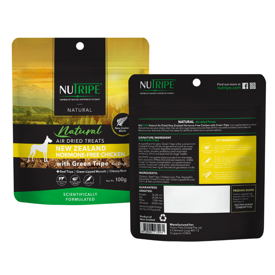 Nutripe Natural Air-Dried with Green Tripe Dog Treats 100g